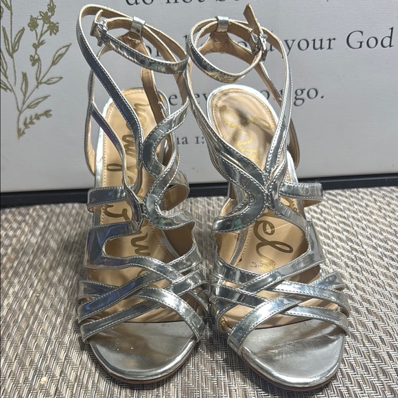Sam Edelman Shoes - Sam Edelman Silver Strappy Heels Women SZ 8 Box 1